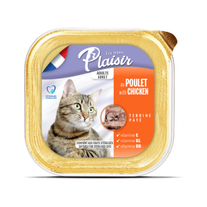 PLAISIR מעדן לחתול בטעם עוף 100 גרם