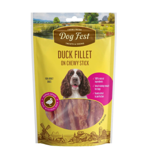 DOG FEST חטיף מקל לעיסה עטוף ברווז 90 גרם